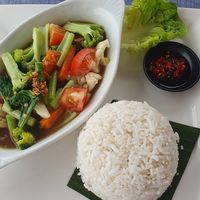 Garden vegetables with rice at BuBu Villa in Perhentian Islands