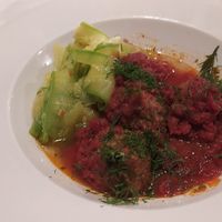 Polpette al pomodoro con zucchine at Snow Restaurant in Sinaia