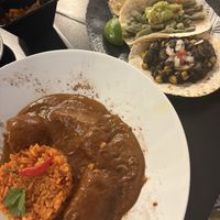 Vegan mole dish and mixed vegan tacos   at TaKiero in Benidorm