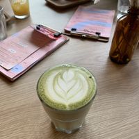 Matcha latte with oat #Veganuary at Feel Good Club in Manchester