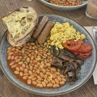 Vegan English breakfast  at Feel Good Club in Manchester