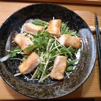 Salad with fried dumplings made from rice flour and millet flour at Mamaya - 味香房 ままや in Miyazu