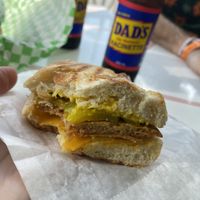 Cubano sandwich, heated on panini press!  at Aunty Em's Deli & Coffee in Toronto