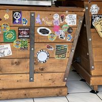 Counter stickers  at Aunty Em's Deli & Coffee in Toronto