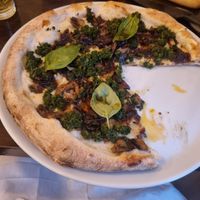 Pizza Funghi well-tucked into! at The Moon in Kendal