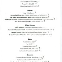 The Moon Vegan & Vegetarian Menu at The Moon in Kendal