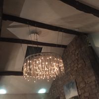 Beautiful glass chandelier upstairs  at The Moon in Kendal