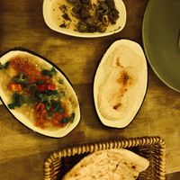 Olive, Shashuka & Hummus as starters   at Arch Bistro in Istanbul