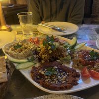 5 option meze with bread  at Arch Bistro in Istanbul