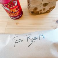 Sandwich, chips and Panacea Booch.  at The Half in Wilmington