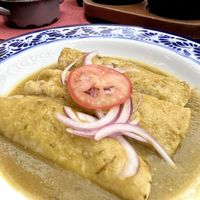 Vegan enchiladas verdes  at Los Tres Gallos in Matamoros