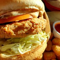 spicy chicken burger at Nice Burger in Long Beach