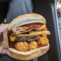 Breakfast burger hits differently during lunch-time too! at Nice Burger in Long Beach