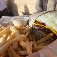Gluten free lettuce wrapped Hawaiian burger   at Nice Burger in Long Beach