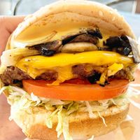 Shroom Burger  🍄 🍔 😁  at Nice Burger in Long Beach