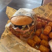 Vegan Gluten Free Burger & Tater Tots  at Nice Burger in Long Beach