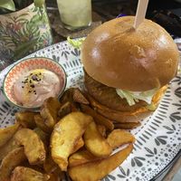 Vegan chicken burger this was super yummy   at Atheneon Bar in Kos