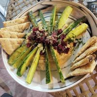 Hummus with beets and pickled veg at Atheneon Bar in Kos
