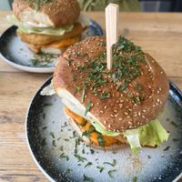 Chick’n burger   at Atheneon Bar in Kos