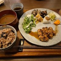 Chinese-style fried “chicken” (soy meat) set  at Horie Hakkoudou - 堀江発酵堂 in Osaka
