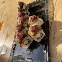 Vegan sushi beetroot topping  at Desoriente - Poblenou in Barcelona