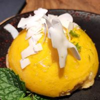 Mango lassi dessert at Desoriente - Poblenou in Barcelona