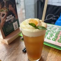 Bubble chai tea (cold) with passion fruit foam   at Desoriente - Poblenou in Barcelona