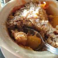 Peach cobbler at Stonecat Cafe in Hector