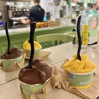 Chocolate and mango + passionfruit sorbets   at Giallo Verde in Rhodes