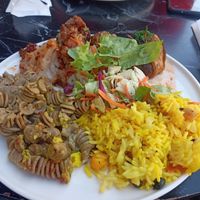 Cauliflower, islim kebabı, rice, pasta at Roots Shots in Istanbul