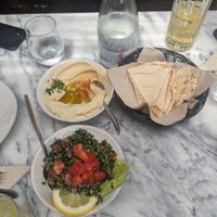 Houmous, bread & tabouleh at Sumaya in Lisbon