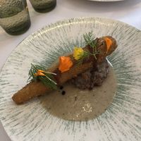 Corn patty and breaded eggplant  at Brocoli in Lyon