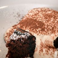 almond and chocolate moelleux, with a Tonka bean cream. at Brocoli in Lyon