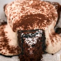 almond and chocolate moelleux, with a Tonka bean cream. at Brocoli in Lyon