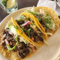 Tacos de girgolas y portobellos at Puerta in Buenos Aires