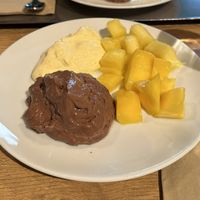 Chocolate & maracuja mousse, pineapple & mango  at 7030 Restaurant in Winterthur