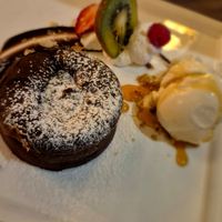 Chocolate lava cake (not vegan) at Ô Playa in Agadir
