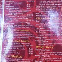 Menu at Synergy in Sedona