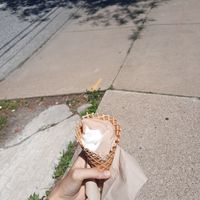 twist soft serve in a homemade waffle cone at Frosty's Cake and Ice Cream in Lakewood