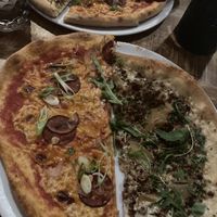 Crumbled sausage and pepperoni  at Vegan Pizza Bar in The Hague