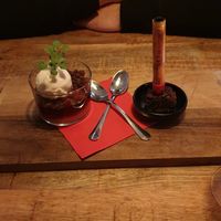 Lemon curd and a little birthday brownie at Vegan Pizza Bar in The Hague