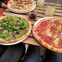 From top left: K-pizza, Ferry Verde and Sala Mommy at Vegan Pizza Bar in The Hague