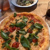 oh no pesto pizza & tartufo e funghi pasta at Vegan Pizza Bar in The Hague