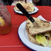 Crazy berry lemonade, tuna sandwich, caesar chicken sandwich  at Vegan Pizza Bar in The Hague