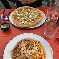 Shwarma Pizza & Bolognese  at Vegan Pizza Bar in The Hague