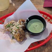 Truffle Arancini with Pesto Sauce at Vegan Pizza Bar in The Hague