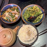 Sides of greens and seaweed salad   at Drgnfly in Poole