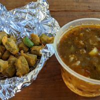 Vegan Gumbo with fried okra at CoKiea's Kitchen in Portland