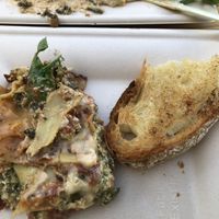 The other half with some garlic bread  at CoKiea's Kitchen in Portland