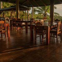 the main hall at sunset. at Finca Bavaria in Uvita